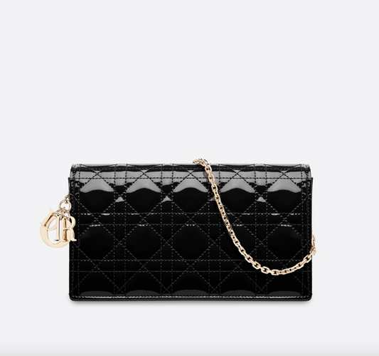 Black Dior patent pouch